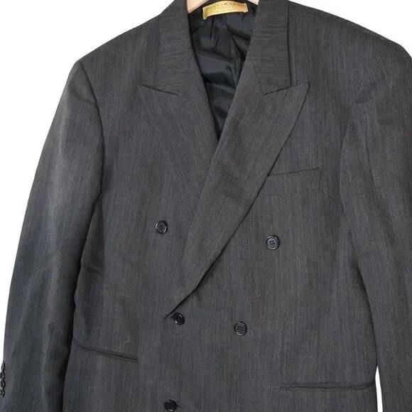 Vintage Donna Karan Signature Blazer 40 R Made in Italy 100% Wool Double Breast - Picture 2 of 10